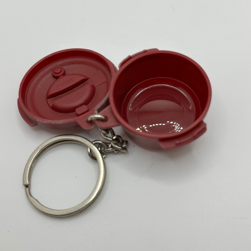 Tupperware MicroPro Grill Keychain Miniature Collectible Burgundy Red Tiny Toy